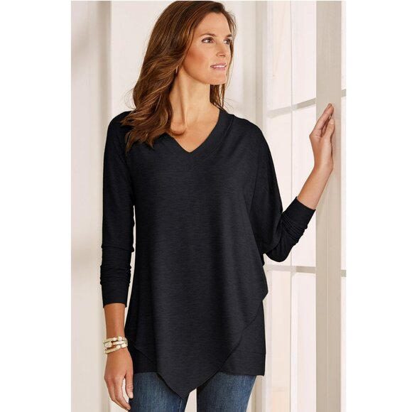 Soft Surroundings Madeline Tunic Top, Black, Size Large - Picture 2 of 12